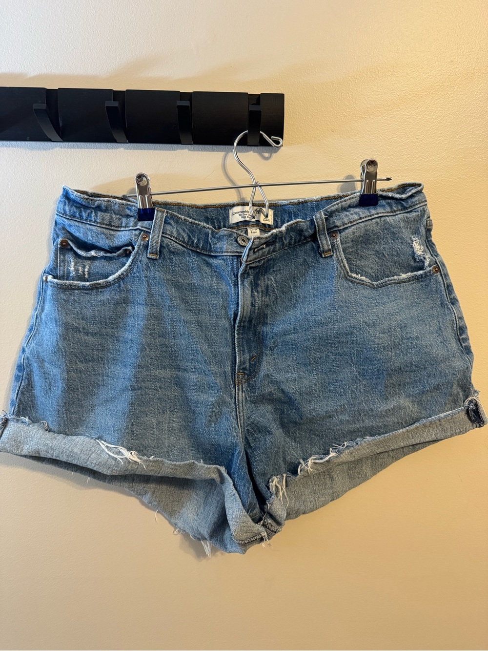 Abercrombie & Fitch Light Blue Distressed Denim Shorts